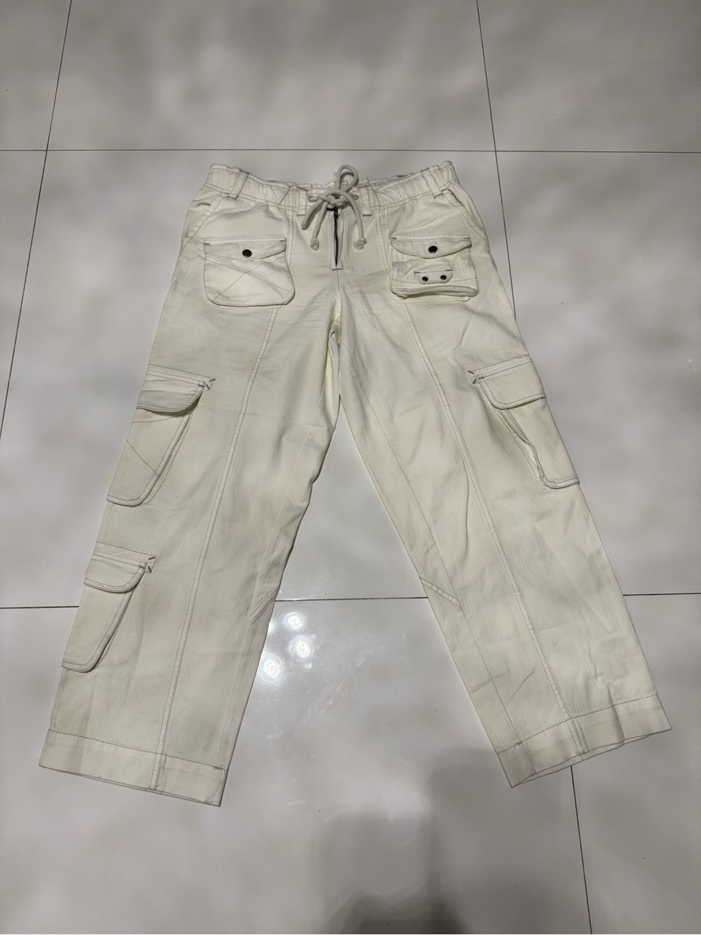 Free people - women white / off white cargo pants , size M